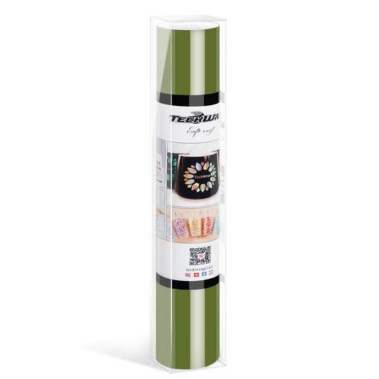 TeckWrap Adhesive Craft Vinyl Roll 13"x5ft Glossy Olive Green