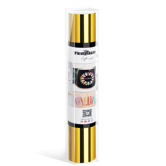 TeckWrap Adhesive Craft Vinyl Roll 13"x5ft Mirror Chrome Gold