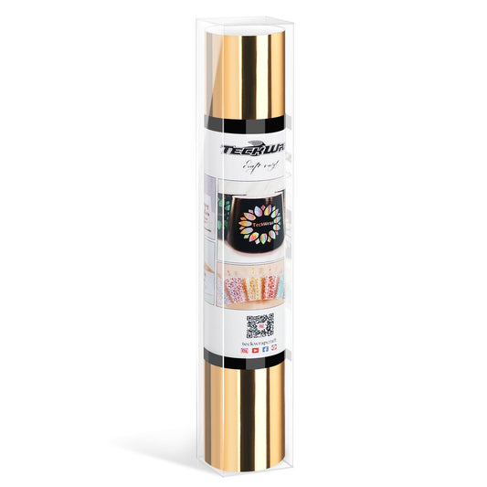 TeckWrap Adhesive Craft Vinyl Roll 13"x5ft Mirror Chrome Light Gold