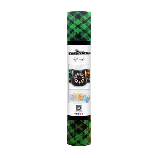 TeckWrap Buffalo Plaid Adhesive Craft Vinyl Plaid Green